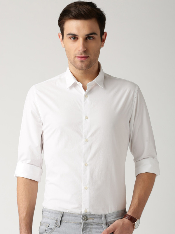 dikshaa Men Solid Casual White Shirt