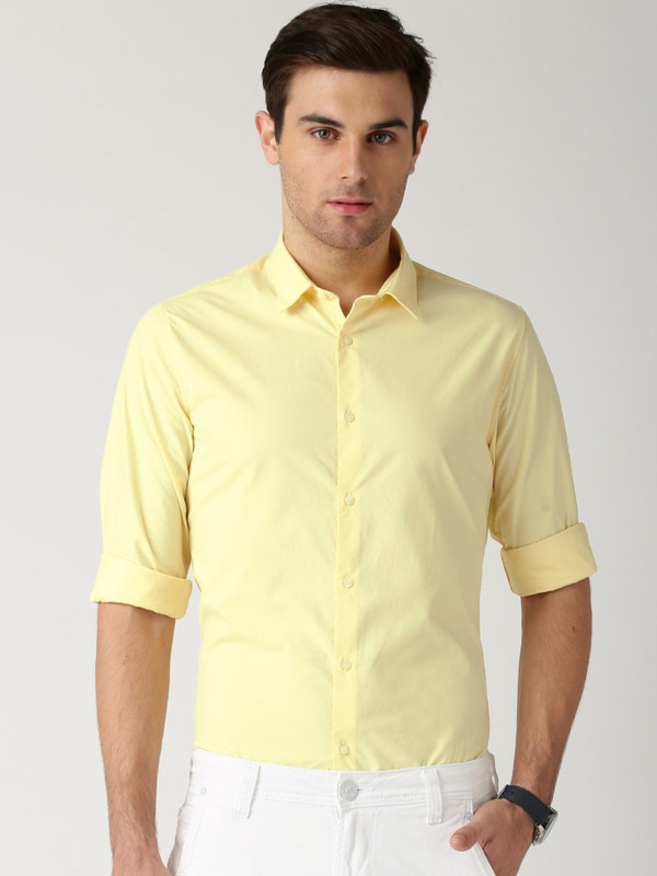 dikshaa Men Solid Casual Yellow Shirt