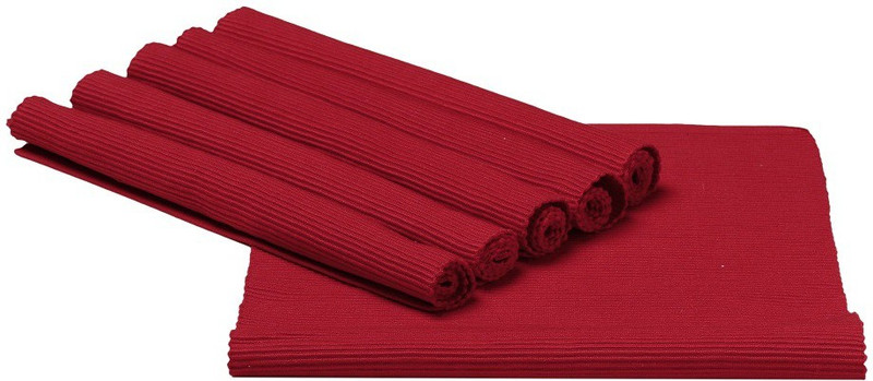 cotton quest Rectangular Pack of 6 Table Placemat(Maroon, Cotton)