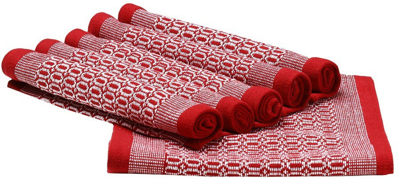 cotton quest Rectangular Pack of 6 Table Placemat(Maroon, Cotton)