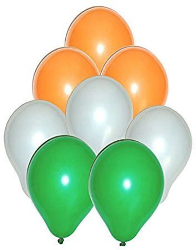 KHR Printed Combo of 3 Colors Orangw Green & White 10 inch Metallic Balloon(Gold, White, Black, Pack of 100)