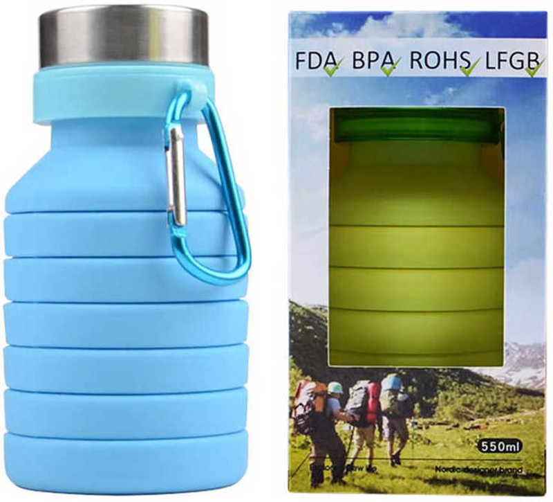 vennar COLLAPSIBLE SILICONE BOTTLE 550 ml Bottle(Pack of 1, Blue)