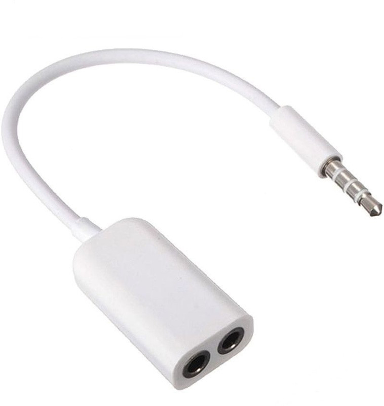 atekt 3.5mm Audio Earphone Split Cord For mp3,mp4 0.2 m Headphone Splitter(Compatible with Mobile, Laptop, Tablet, Mp3, Gaming Device, White)