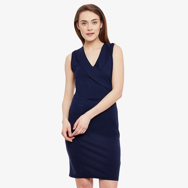 Miss Chase Women Sheath Dark Blue Dress