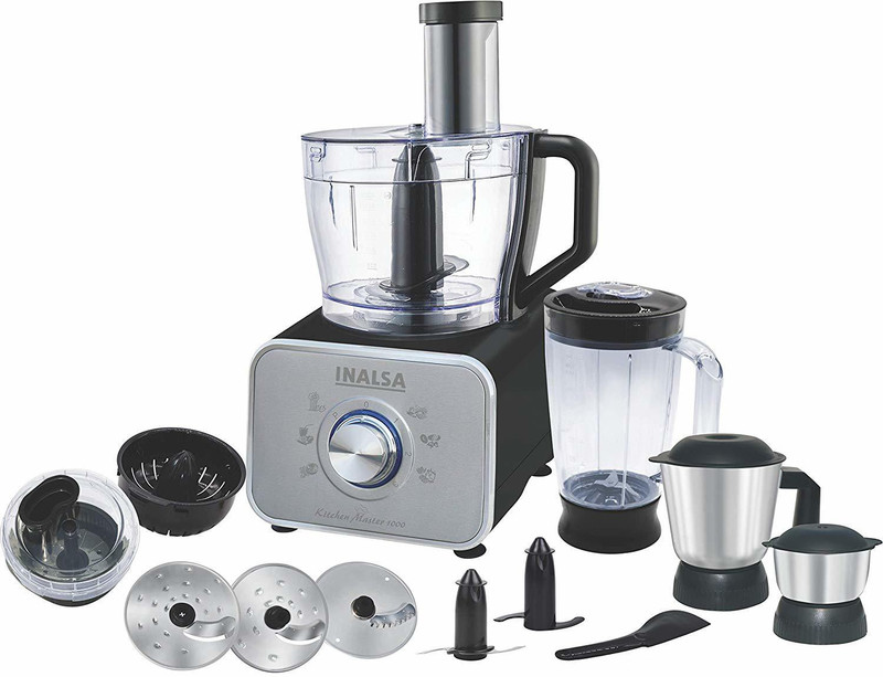 Inalsa Kitchen Master 1000 W Food Processor(Black, slver)