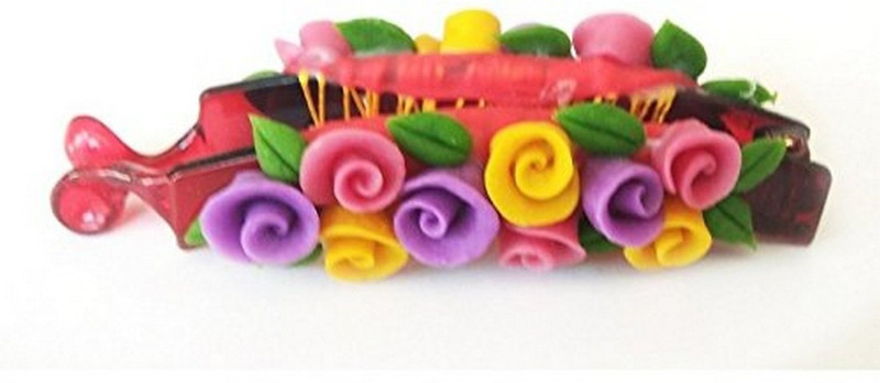 unique indian crafts Hand made Banana Clip With Flower (SKU-UIC-BANANACLIP-197) Banana Clip(Multicolor)