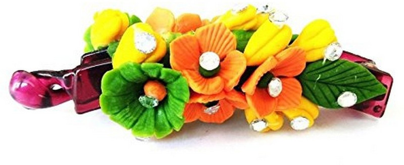 unique indian crafts Hand made Banana Clip With Flower (SKU-UIC-BANANACLIP-151) Banana Clip(Multicolor)