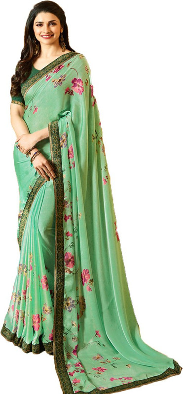 peer store Printed Bollywood Poly Georgette Saree(Multicolor)