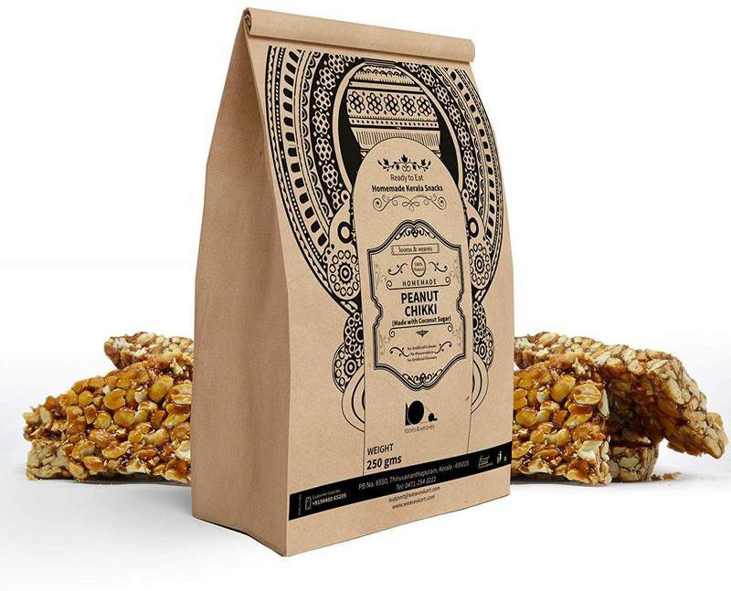 looms & weaves Ready to eat Homemade Peanut Chikki (Rect) - 250 gm Pouch(250 g)
