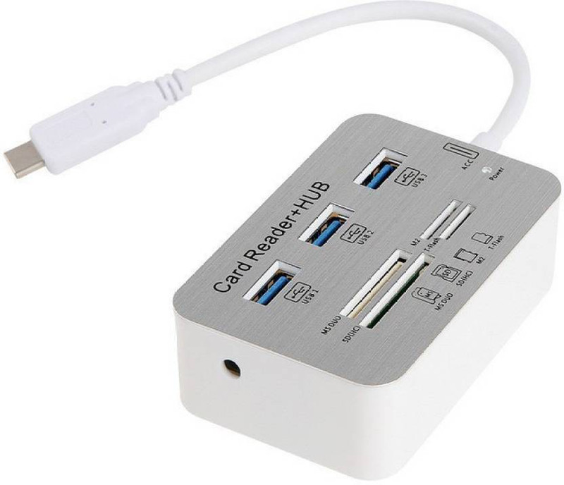 rmendous USB 3.1 Type-C to 3-Port USB Hub + MS/SD/M2/TF Combo 3.1 Card Reader(Silver)