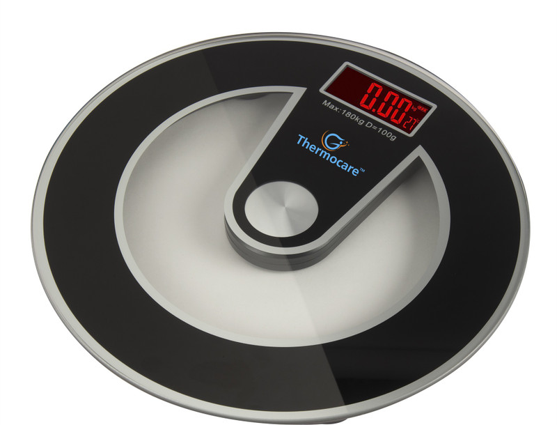 Thermocare Round Shape Thick Glass Weighing Machine Digital Glass Bathroom Human Body Measurement Weighing Scale(Black)