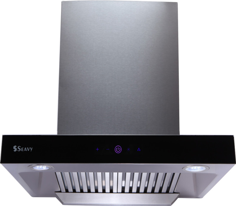 Seavy Classic Stainless Steel 60cm Auto Clean Wall Mounted Chimney(Silver 1200 CMH)