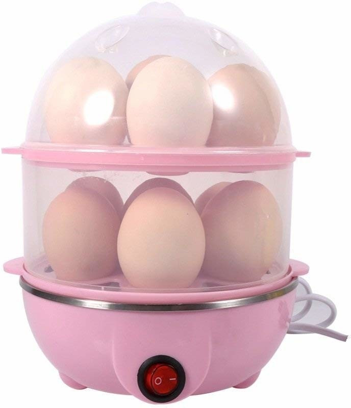 SNEPCOM Stainless Steel 2 Layer 14 Egg Boiler, Cooker, Steamer with Measuring Cup Stainless Steel 2 Layer 14 Egg Boiler, Cooker, Steamer Egg Cooker(Multicolor, 14 Eggs)