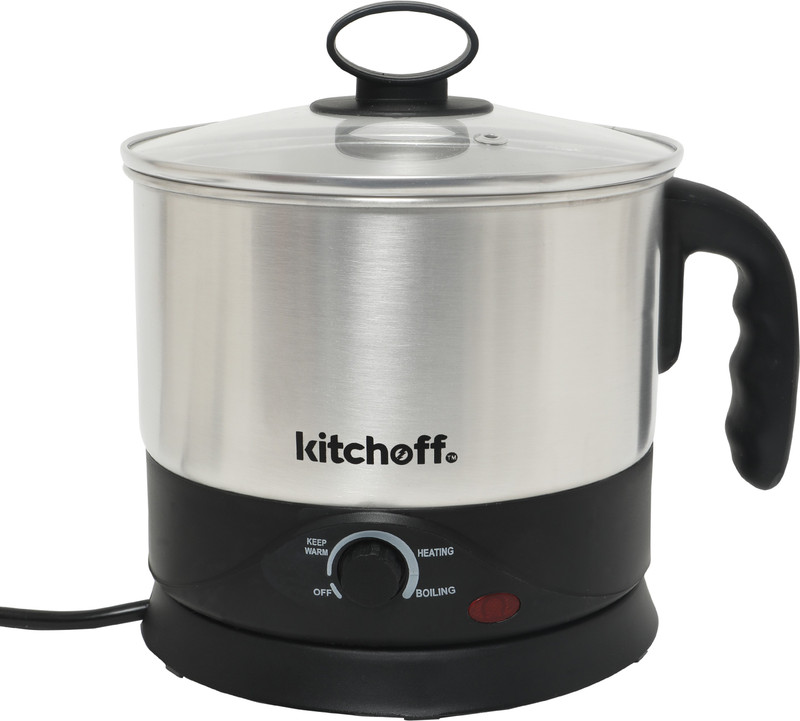 kitchoff 1.5 L Durable Stainless Steel Silver and Black Electric Kettle(1.5 L, Silver, Black)