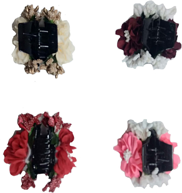 facet world hair clutcher combo of 4 Hair Pin, Hair Clip, Hair Accessory Set, Hair Claw, Back Pin, Bun Clip(Red, Maroon, White, Pink)