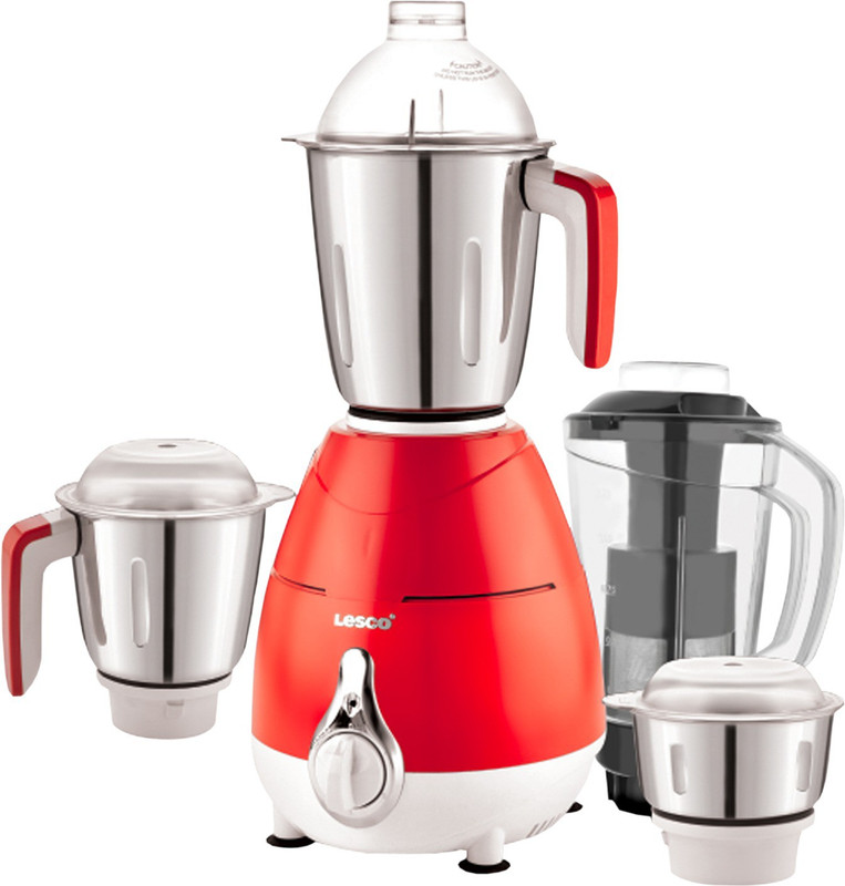 LESCO CHROME Blossom Pro 750 W Mixer Grinder(Red, 3 Jars)