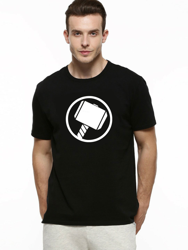 printbaaz Printed Men Round Neck Black T-Shirt