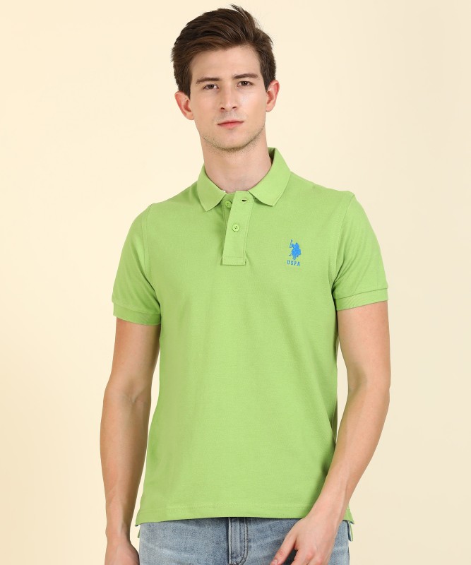 U.S.POLO ASSN Solid Men Polo Neck Green T-Shirt