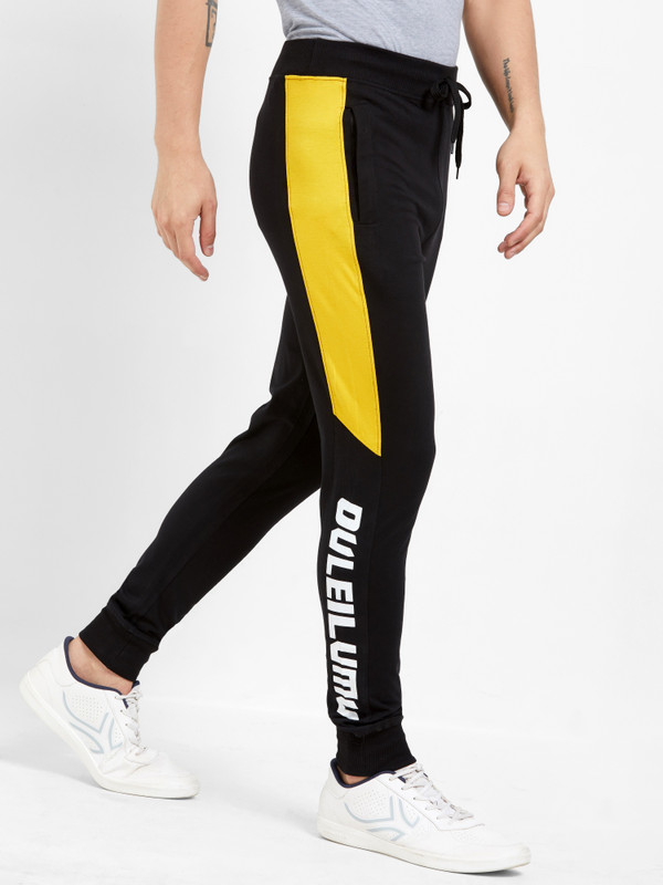 Buy Maniac Printed Striped Men Black Yellow White Track Pants