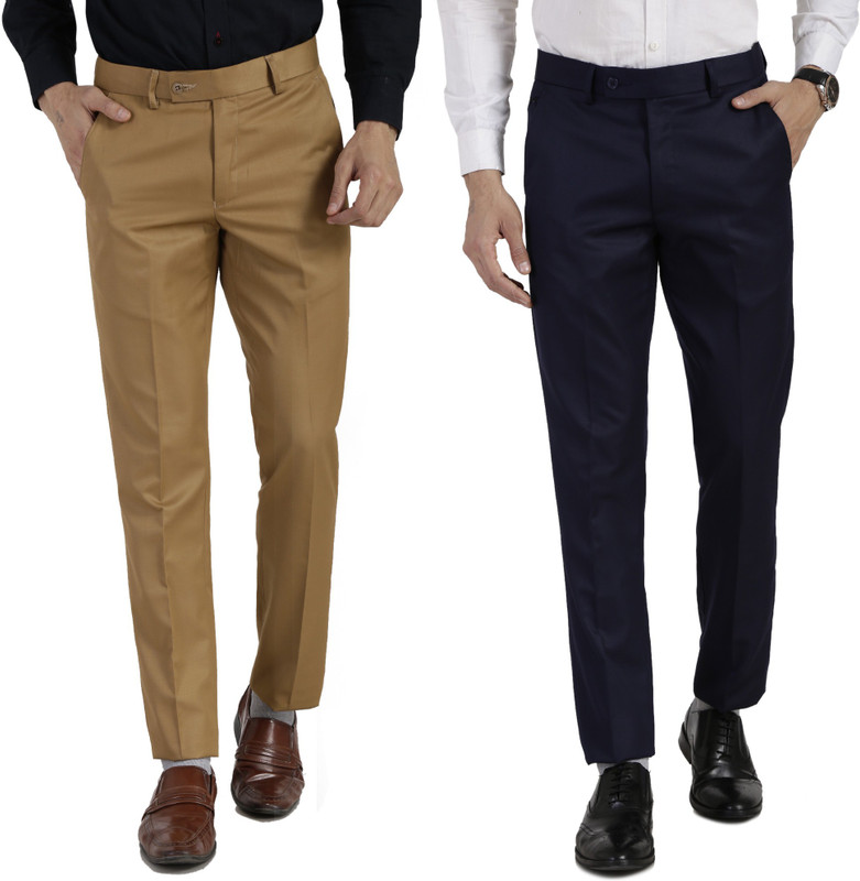 vandnam fabrics Slim Fit Men Dark Blue, Khaki Trousers