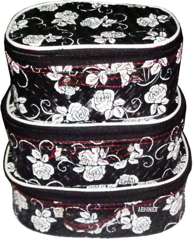 little one Combo of cosmetic bag bridal Organizer jewellry storage vanity box Jewellery Vanity Box Vanity Box(Black)