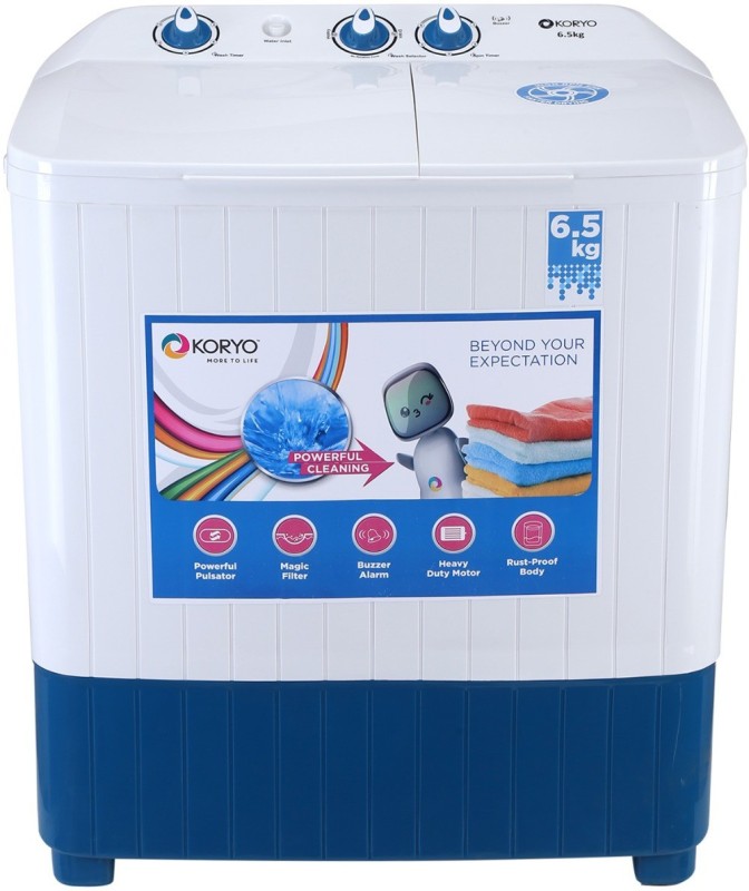 Koryo 6.5 kg Semi Automatic Top Load Washing Machine White, Blue(KWM6820SA) RS.6490 (28.00% Off) - Flipkart