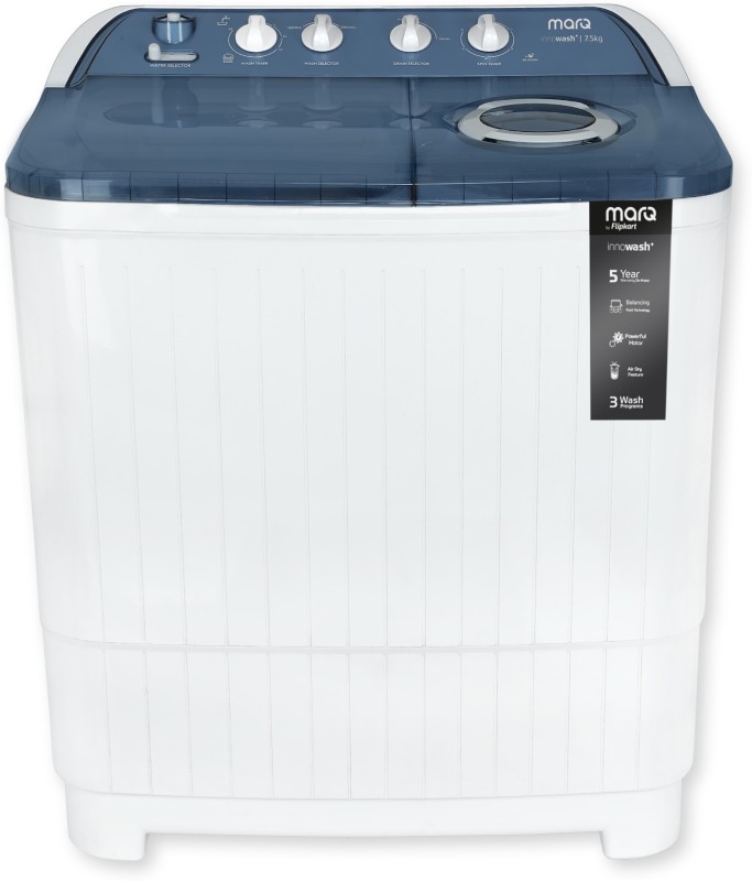 MarQ by Flipkart 7.5 kg Semi Automatic Top Load White, Blue(MQSA75CBLW)