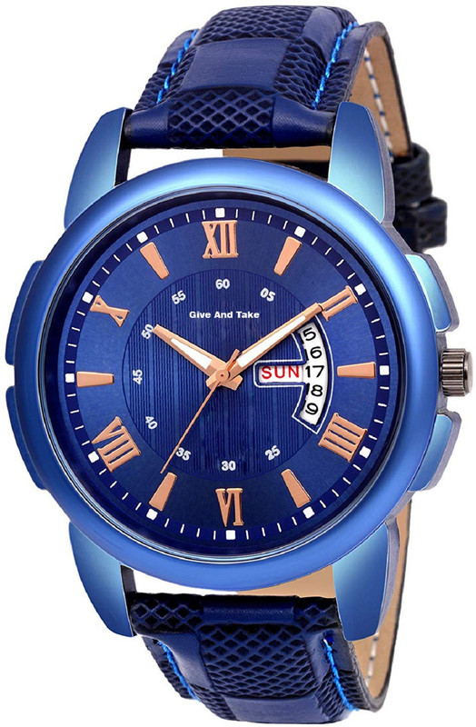 give and take 500-BGAT-New Style All Blue Color Day And Date Watch-For Men best blue color day and date watch Analog Watch  - For Men