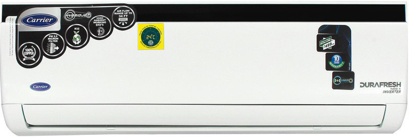 Carrier 1 Ton 5 Star Split Inverter AC - White, Black(Durafresh Neo X ( HYB) CAI12DN5R39F0, Copper Condenser)