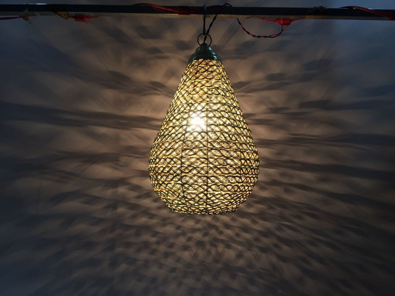 lighting empire jsl 361 Yellow, Brown, White Iron Hanging Lantern(46 cm X 25 cm, Pack of 1)