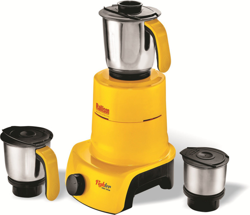 Rallison Appliances Fighter RS_18 550 Mixer Grinder(Yellow, 3 Jars)