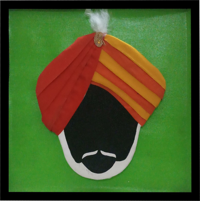 saffron interio Painting of Mardana Rajasthani Safa Canvas 30 inch x 30 inch Painting