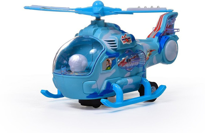sahajanand enterprise Rotating Musical Aircraft Bump and Go Action Battery Operated Helicopter for Kids 2268-2(Blue)