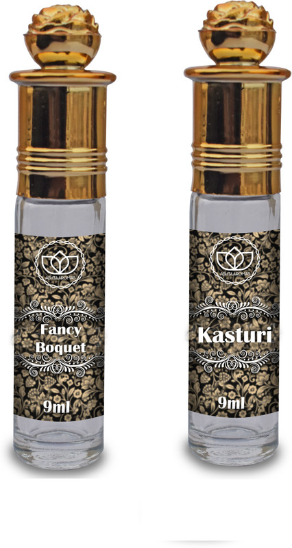 ASHTAAROMAS Kasturi and Fancy Bouquet Attar, (2 Pcs Combo of 9ML Each) Floral Attar(Floral)