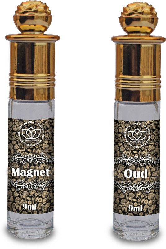 ASHTAAROMAS Set of 2 Combo Of Magnet and Oud Attar for Unisex (9 ML Each) Floral Attar(Oud (agarwood))