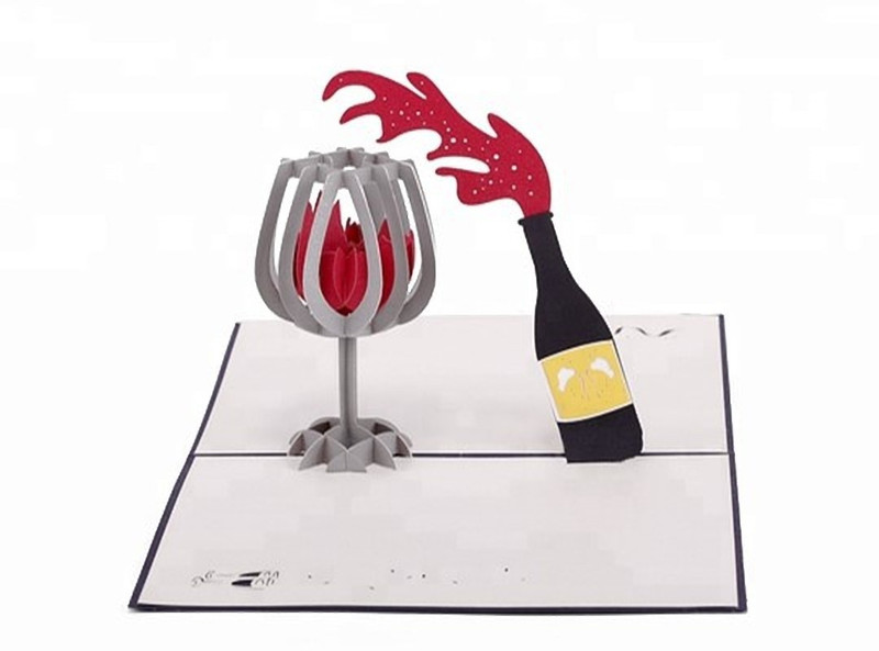 gift kya de Red Wine Greeting Card Greeting Card(Navy Blue, Red, GOLDEN, Pack of 2)