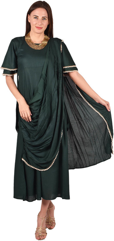 stylish mom Women Gown Dark Green Dress