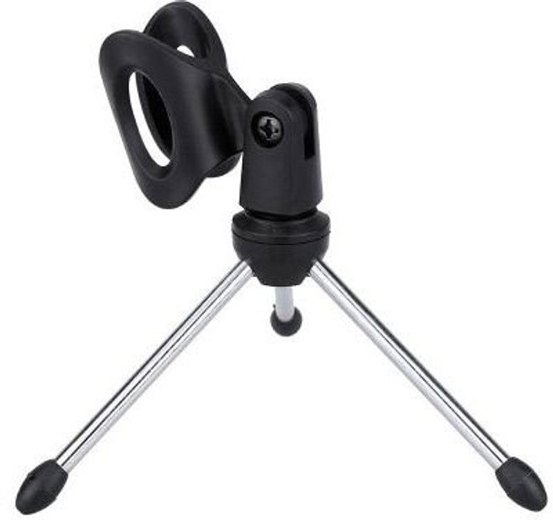 KLUZIE Universal Mic Tripod Mount Desktop Table Microphone Clip Holder Stand(Black, Steel)