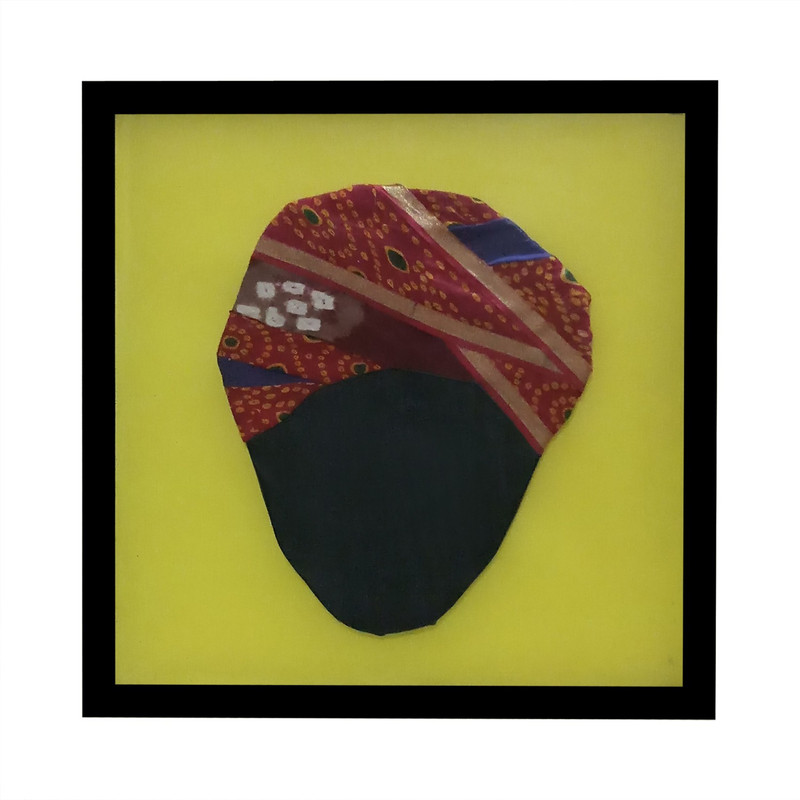 saffron interio Painting of Mardana Rajasthani Safa Canvas 12 inch x 12 inch Painting