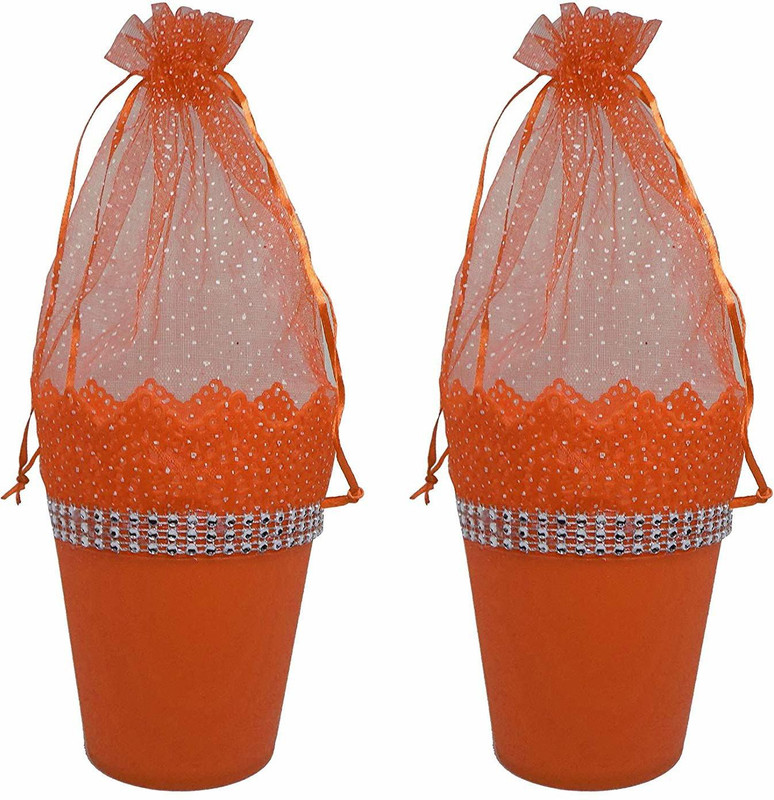 glan Combo Fancy Net Basket For Home Decor Use For Christmas, red ,Pack 1 Potli(Red)