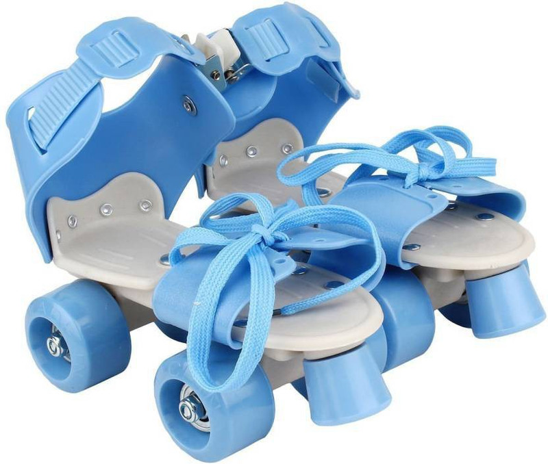 galaxies Adjustable Quad Roller Skates WITH FRONT BREAK FOR KIDS Quad Roller Skates Quad Roller Skates - Size 15-22 UK(Blue)