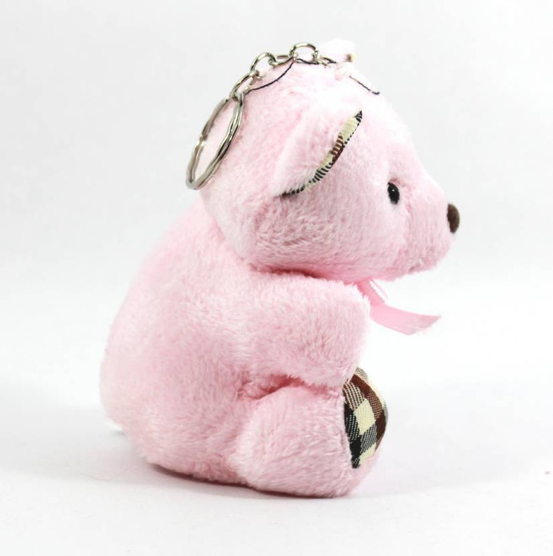 ajmera sales TEDDY BEAR SOFT TOY KEY CHAIN  - 4 inch(Pink)