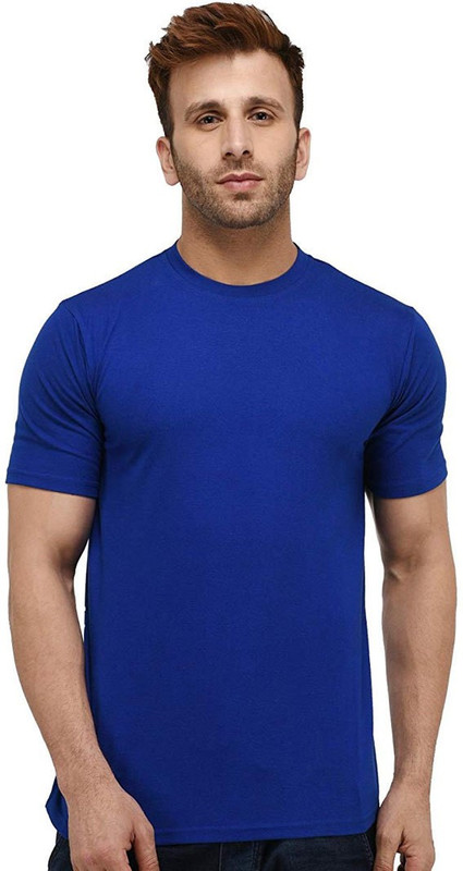 vogue tantra Solid Men Round Neck Blue T-Shirt