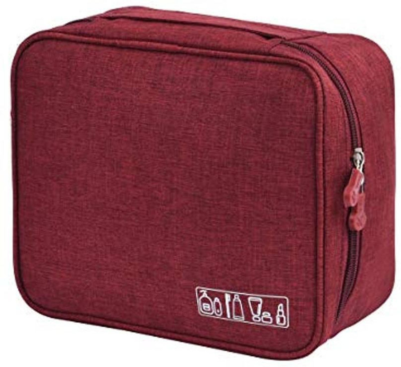 LALA LIFE Portable Multi Purpose Makeup Organizer Bag Cosmetic Bag Bathroom Travel Toiletry Kit(Red)