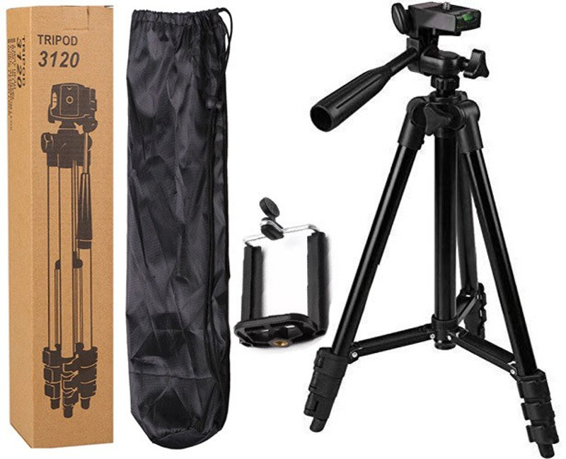 BUY SURETY Tripod-3120 Adjustable Aluminum Premium Quality Lightweight Camera Stand With Three-Dimensional Head & Quick Release Plate For Video Cameras, Dslr, Tripod With Mobile Clip Holder Mobile Holder For All Smartphone Tripod(Black, Supports Up To 1500 G) BUY SURETY Tripod-3120 Adjustable Aluminum Premium Quality Lightweight Camera Stand With Three-Dimensional Head & Quick Release Plate For Video Cameras, Dslr, Tripod With Mobile Clip Holder Mobile Holder For All Smartphone Tripod(Black, Supports Up To 1500 G)