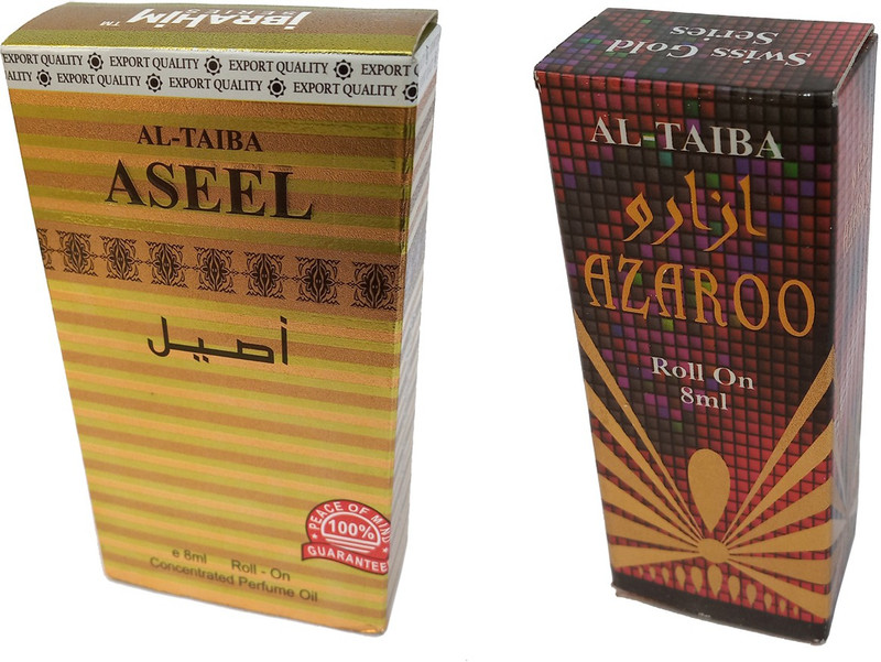 Altaiba Aseel 8ml and Azaroo 8ml Combo Pack Attar Alcohol Free Pack of 2 Floral Attar(Floral)