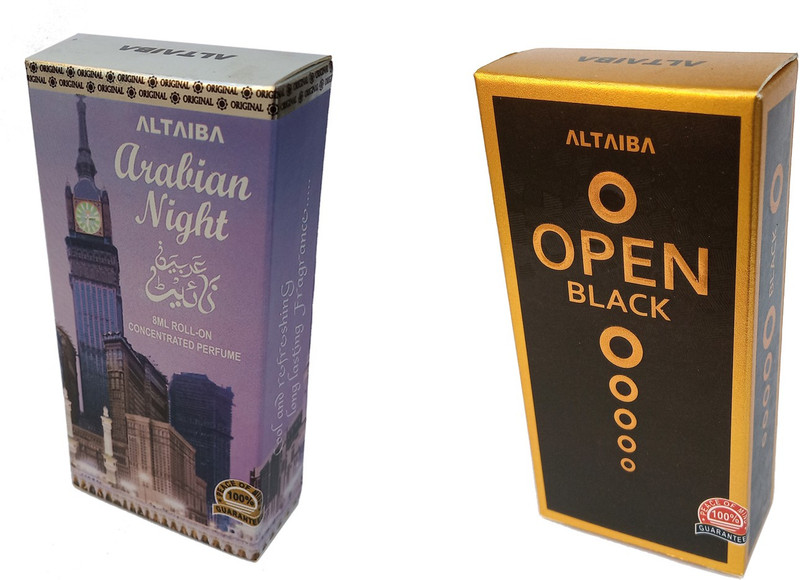 Altaiba Arabian Night 8ml and Open Black 6ml Combo Pack Attar Alcohol Free Floral Attar(Floral)
