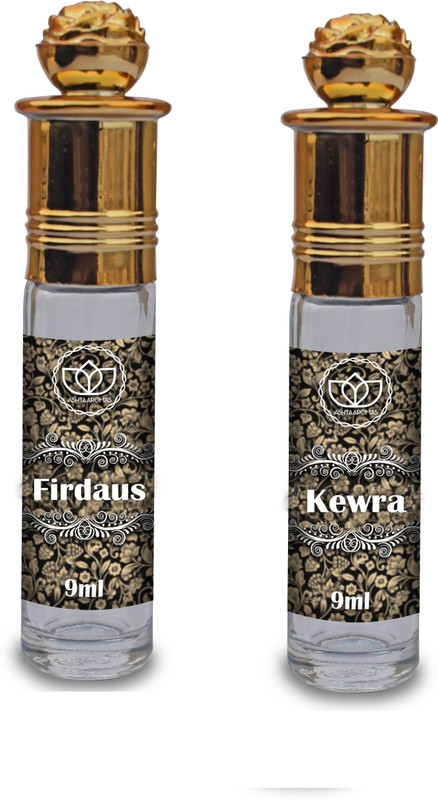 ASHTAAROMAS Kewra and Firdaus Attar, (2 Pcs Combo of 9ML Each) Herbal Attar(Kewda)