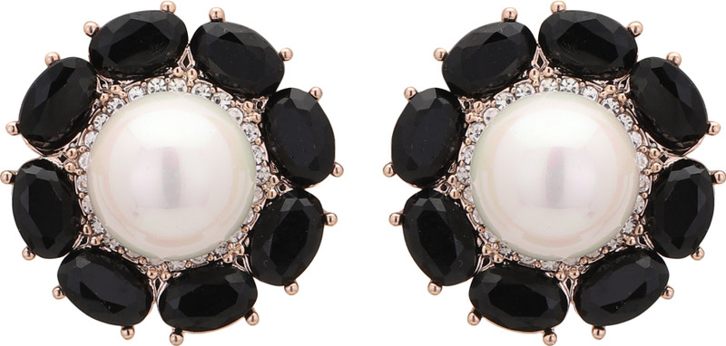 vaishnavi arts black golden tops Cubic Zirconia Alloy Stud Earring