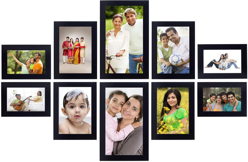 khatu crafts Wood Photo Frame(Black, 10 Photos)